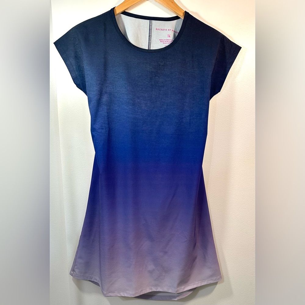 Rockets of Awesome Girls Active Purple Ombre Dress Sz 14 NWT
